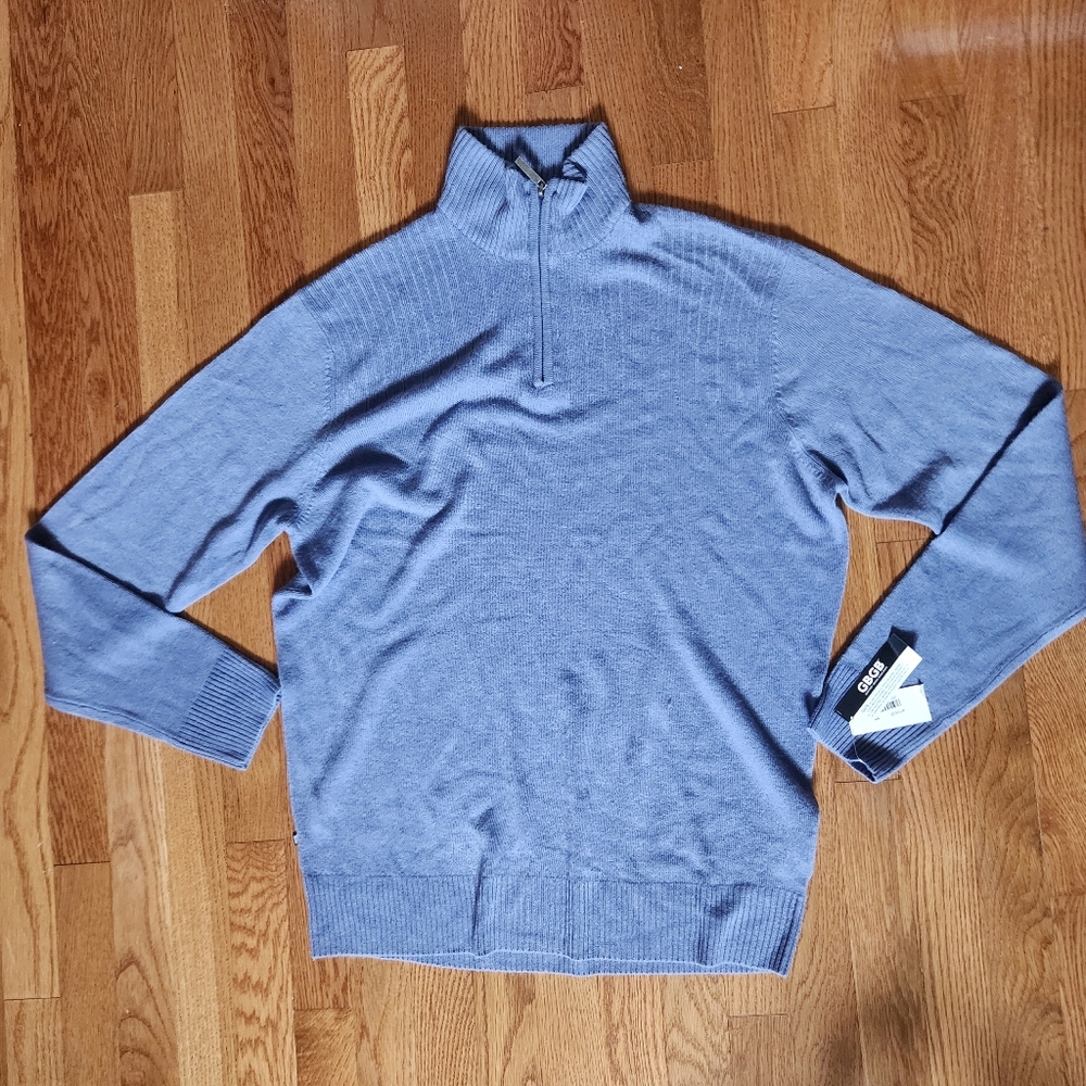 Geoffrey Beene Blue Quartee Zip  Sweater